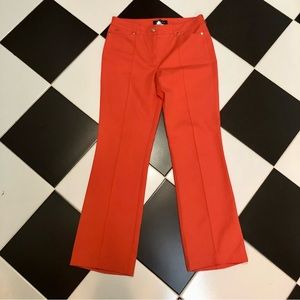 Escada Bright Orange Boot Cut Pants Stretchy Tangerine Citrus Neon sz 40 US sz8